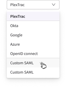 Authentication provider dropdown open, selecting a new provider