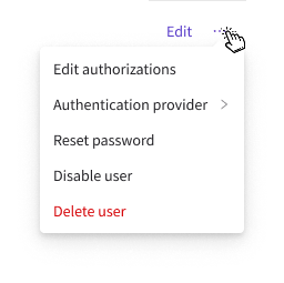 Default actions menu